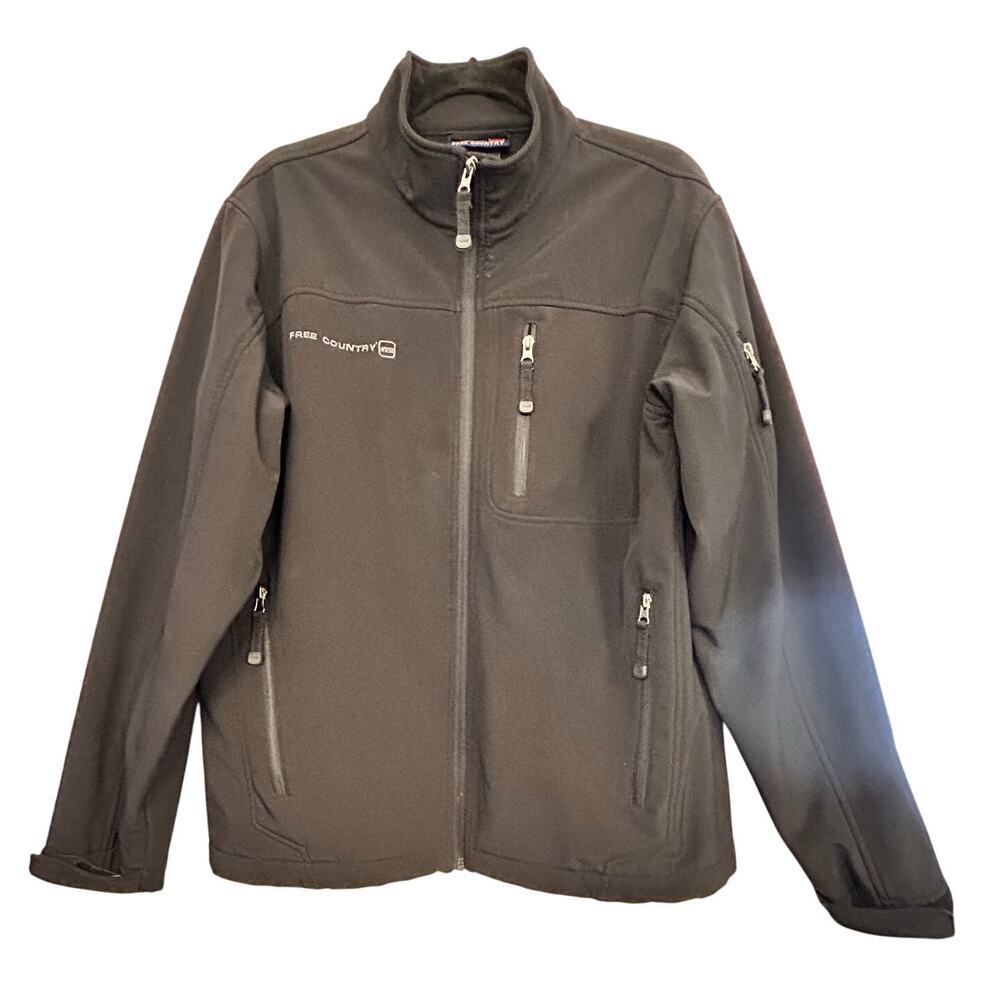 FREE COUNTRY Solid Black Polyester/Spandex‎ Men's Jacket Sz M